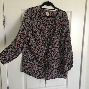 NWOT Terra & Sky Drawstring Blouse 1X Like New